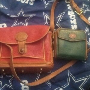 Purse, red, green. Dooney Bourke
